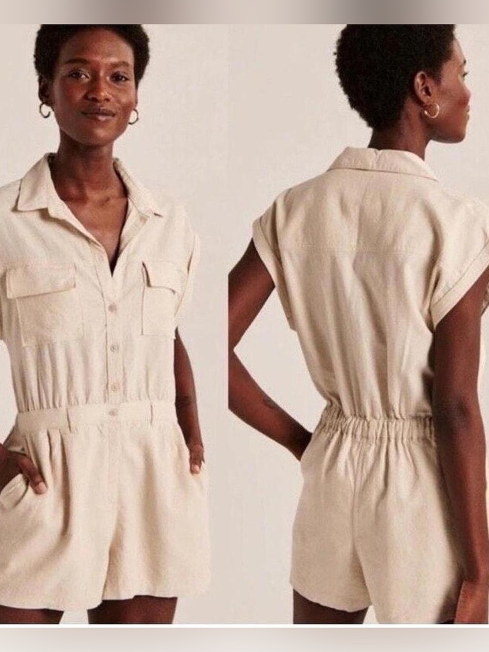 Abercrombie linen tan romper
